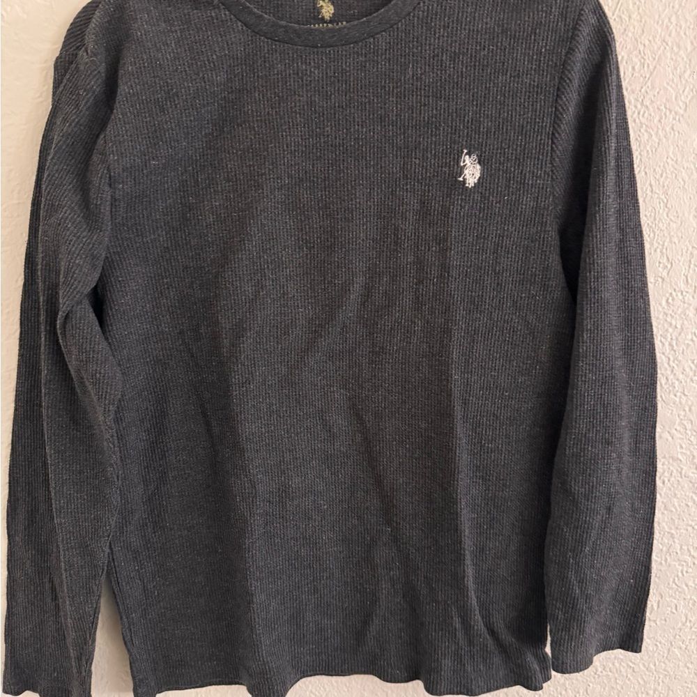 Ralph Lauren Polo Gray Long Sleeve Shirt with Logo Youth Small